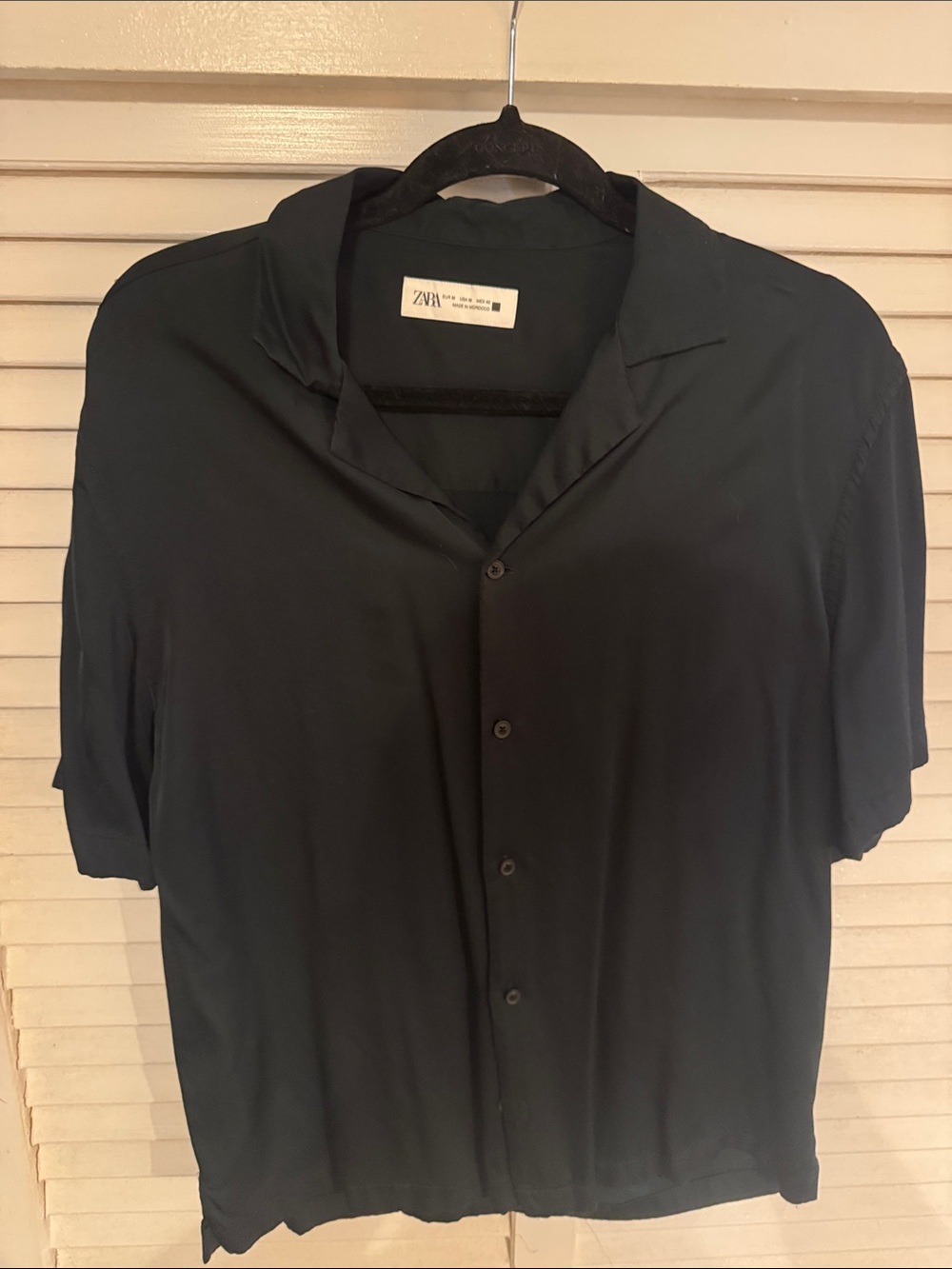 ZARA Men's Short-Sleeve Button-Down Shirt in Dark Teal
